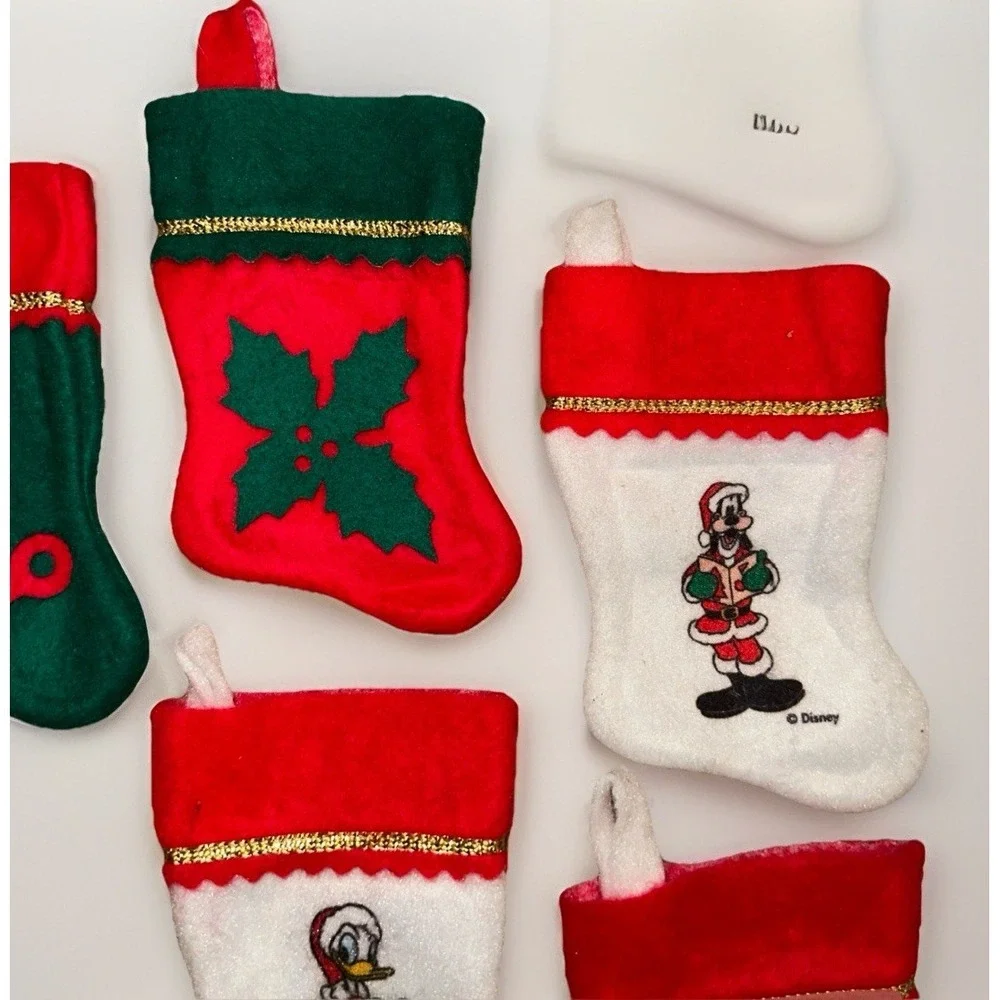 Vtg Santa's Best Small Christmas Stockings Set 8 Disney Daisy Duck Pluto 6